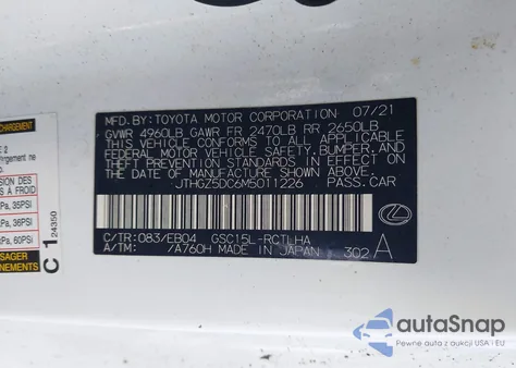 2021 Lexus Rc 350 F Sport from USA, damaged, VIN JTHGZ5DC6M5011226